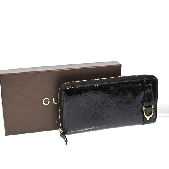 Gucci Gg Patent Leather Zippy Long #155810G12B - Picture 1 of 15